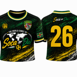 Soca or Die Dominica Cropped Soccer Jersey