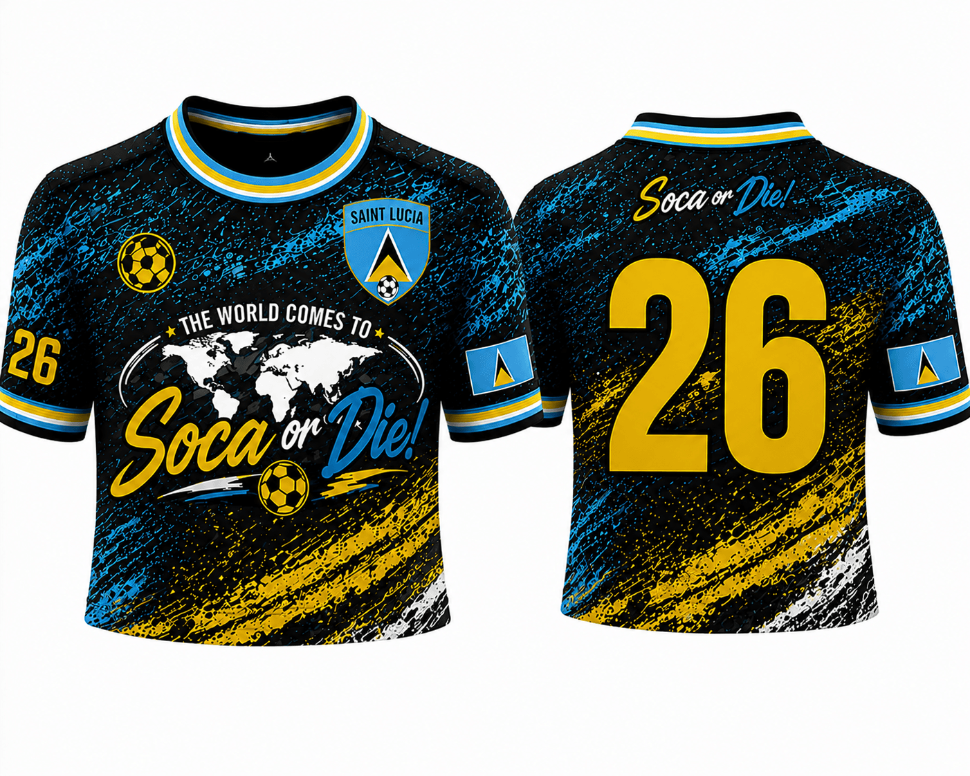 Soca or Die Saint Lucia Cropped Soccer Jersey Soca or Die Saint Lucia Cropped Soccer Jersey