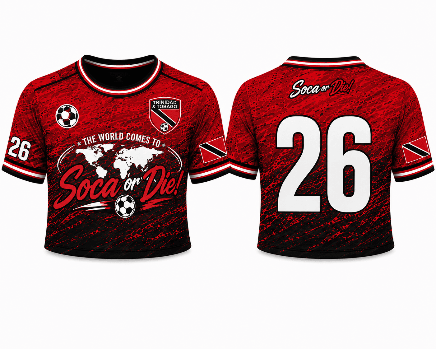 Soca or Die Trinidad Cropped Soccer Jersey Soca or Die Trinidad Cropped Soccer Jersey