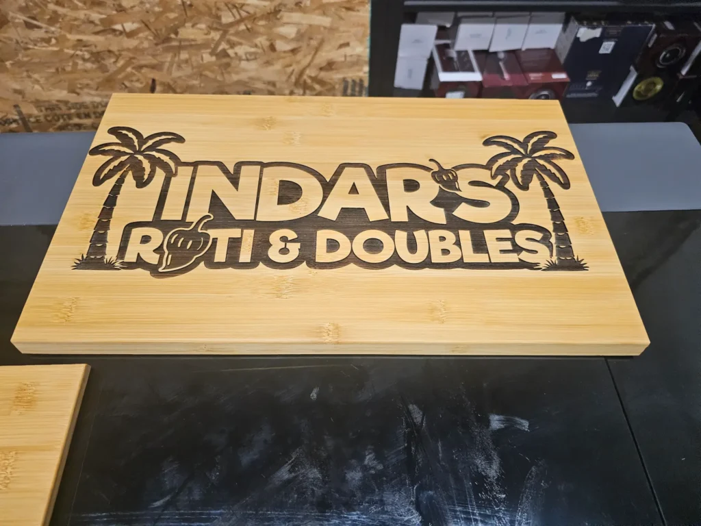Custom laser engraved cutting board made in Woodbridge, Ontario